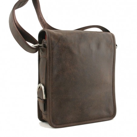 Sac besace rabat long G.Hénon 8151 marron foncé