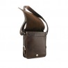 Sac besace rabat long G.Hénon 8151 marron foncé ouverte