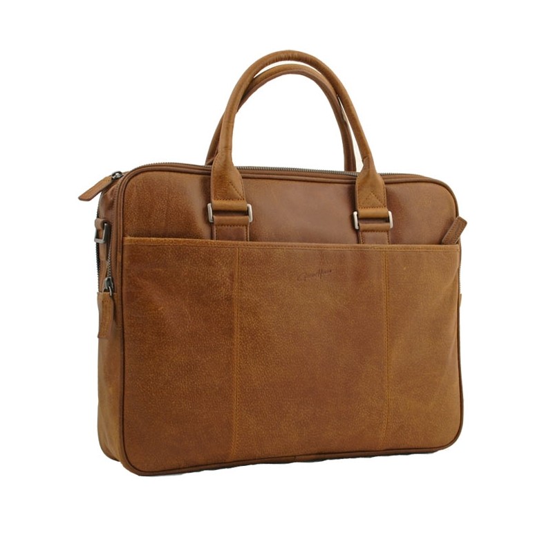 HEN8380 Sacoche en cuir pour ordinateur marron face
