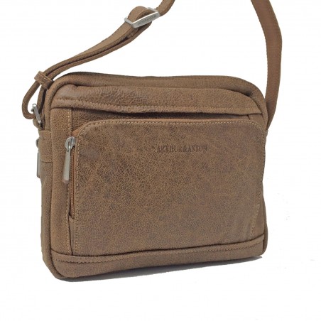 Sacoche pour tablette en cuir vieilli Arthur&Aston cognac