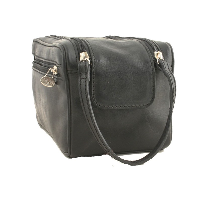 G CONTI  Trousse de Toilette cuir marron foncé cote