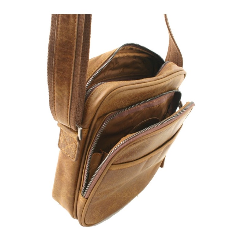sac homme Henon Outland 8353 marron fauve ouvert