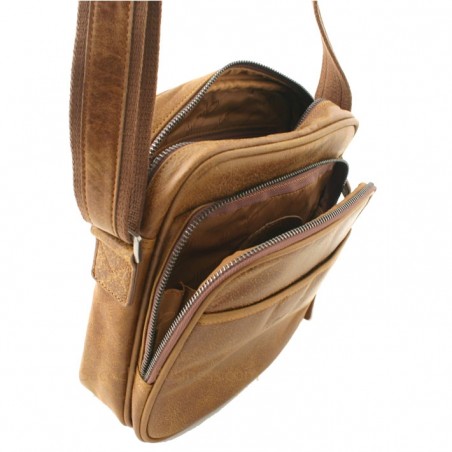 sac homme Henon Outland 8353 marron fauve ouvert