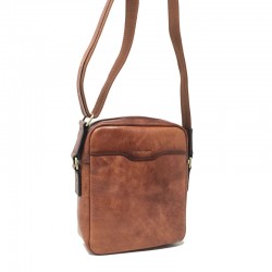 G. HENON Sac homme bandoulière VERONE marron face