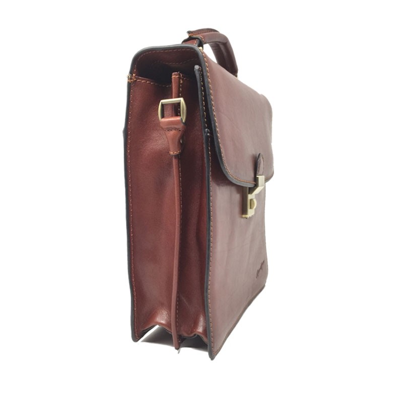 Gérard HENON sac homme cuir à poignée 8813 EXECUTIVE marron côté