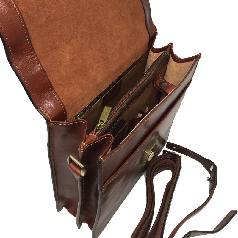 Gérard HENON sac homme cuir à poignée 8813 EXECUTIVE marron ouvert