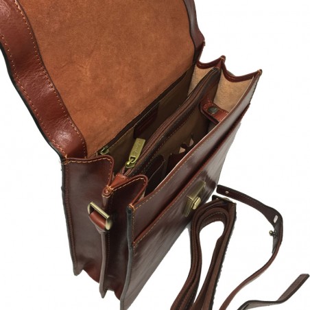 Gérard HENON sac homme cuir à poignée 8813 EXECUTIVE marron ouvert