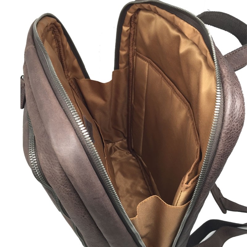 HENON sac à dos PC17" VINTAGE 7166 marron foncé ouvert