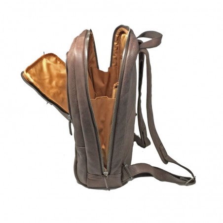 HENON sac à dos PC17" VINTAGE 7166 marron foncé côté