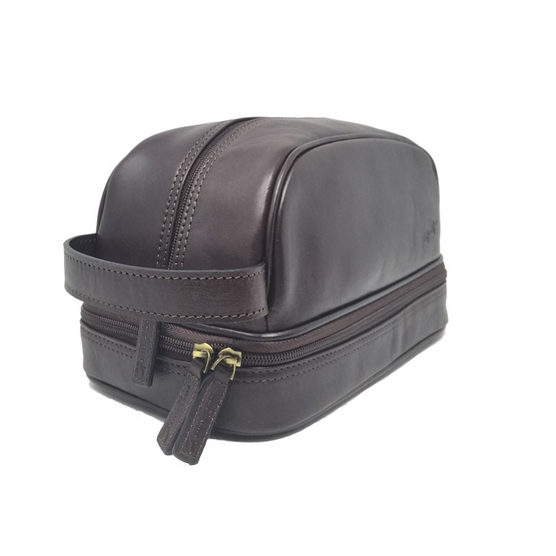 Trousse de toilette Gérard Henon 5104 Renaissance marron chocolat côté