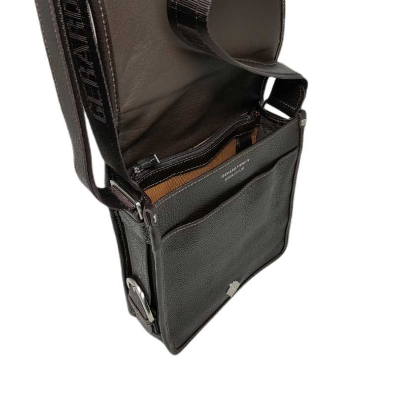 Sac homme à rabat long Gérard HENON 2951 GOLF marron foncé ouvert