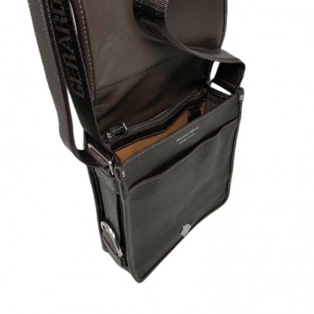 Sac homme à rabat long Gérard HENON 2951 GOLF marron foncé ouvert