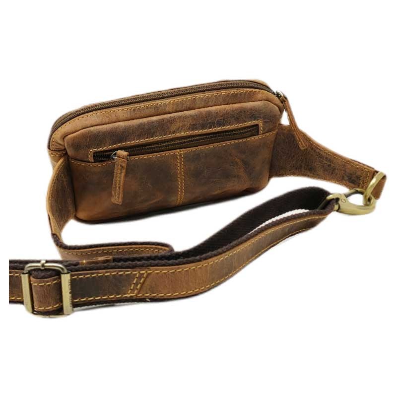 SAC BANANE CEINTURE cuir vintage veritable vue dos