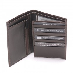ARTHUR&ASTON Grand portefeuille 2 volets Cuir pablo  chataigne ouvert