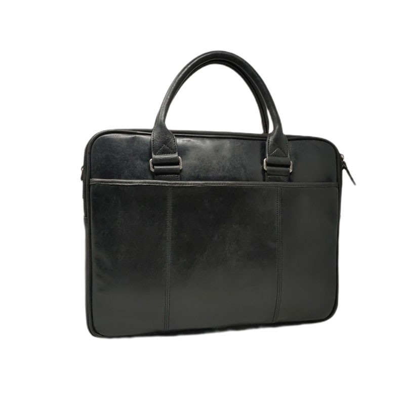 HEN8380 Sacoche en cuir pour ordinateur noir dos