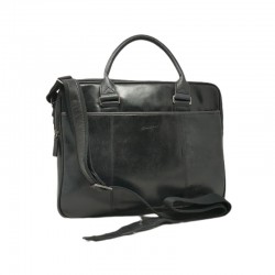 HEN8380 Sacoche en cuir pour ordinateur noir face