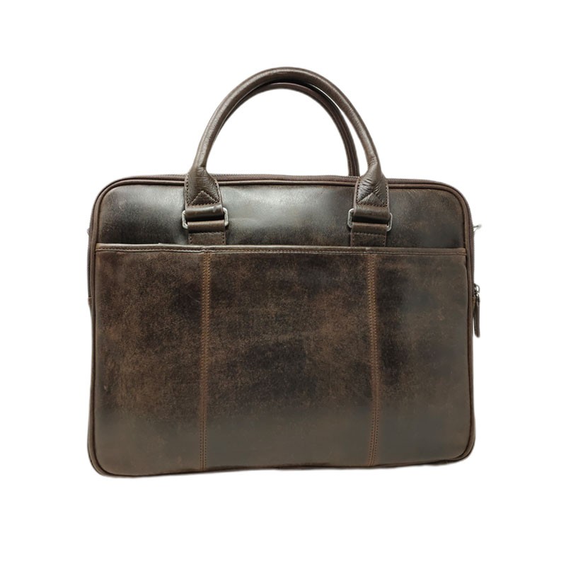 HEN8380 Sacoche en cuir pour ordinateur marron foncé dos