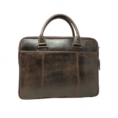 HEN8380 Sacoche en cuir pour ordinateur marron foncé dos