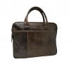 HEN8380 Sacoche en cuir pour ordinateur marron foncé face