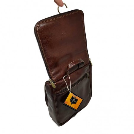 trousse de toilette a suspendre tony perotti cuir marron dos