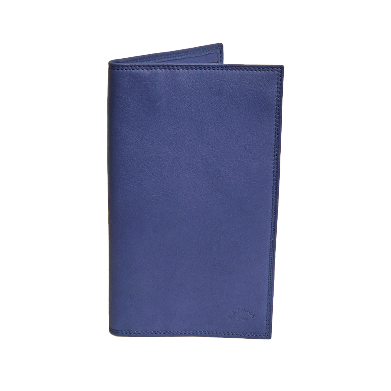 etui chequier cuir katana bleu face